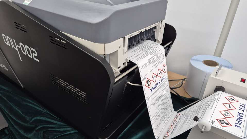 ANY-002 MSDS 경고표지, GHS라벨 출력 모습